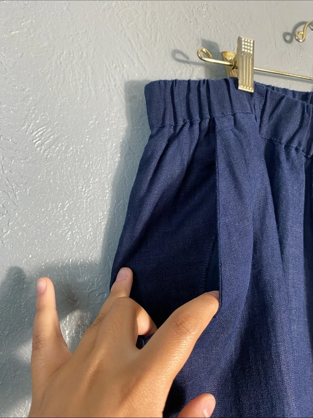 Quince 100% European Linen Wide Leg Pants Deep Navy Pull On Large - Picture 4 of 7